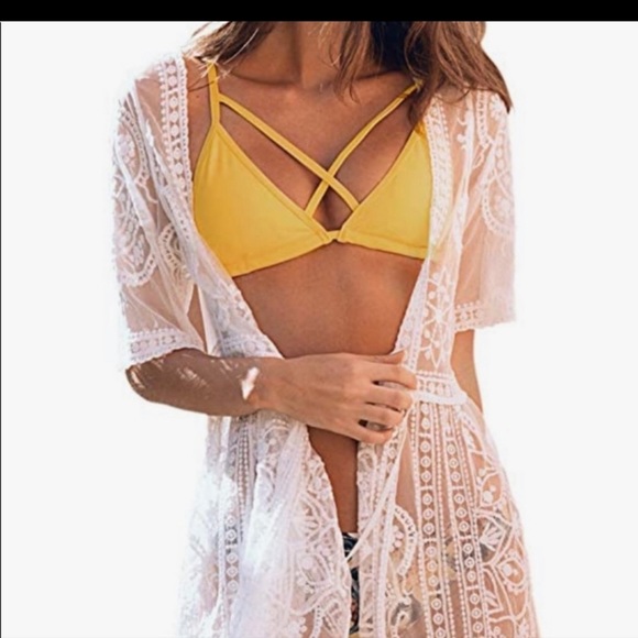 Cupshe Other - Cupshe lace kimono duster/bathingsuit cover, off white,ellbow length sleeve, S/M